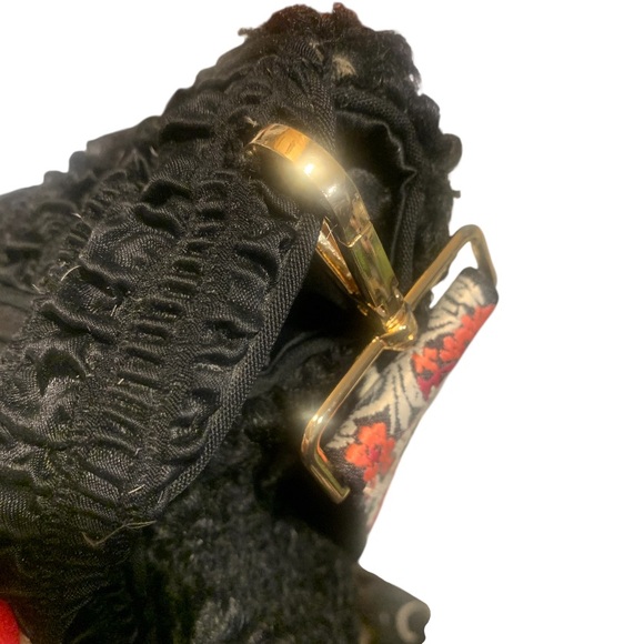 Vintage Lambs Wool Crossbody Purse Black Down Filled Hand-warmer Muff 1930-50’s - Picture 6 of 12